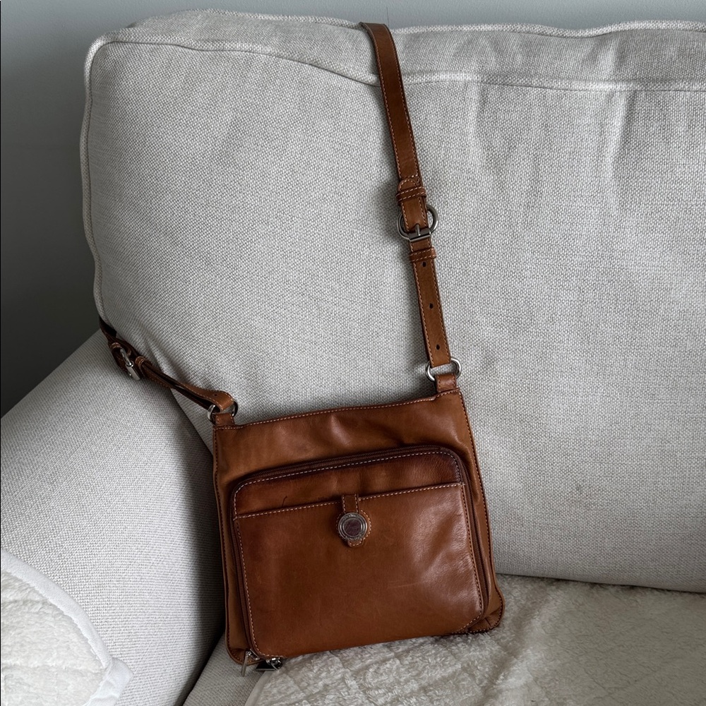 Brown Leather Crossbody Bag 10 inches by 10 inches